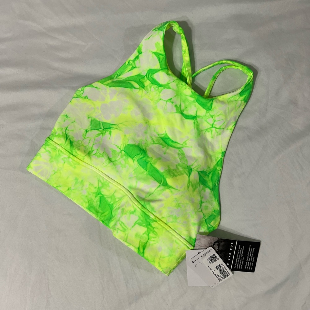 Energy High Neck Longline Bra in Green Tie Dye NWT
